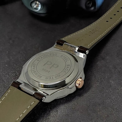 Patek Philippe Nautilus - Two-Tone Black With Leather Strap