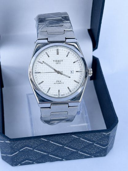 Tissot PRX Watch – Silver with White Dial
