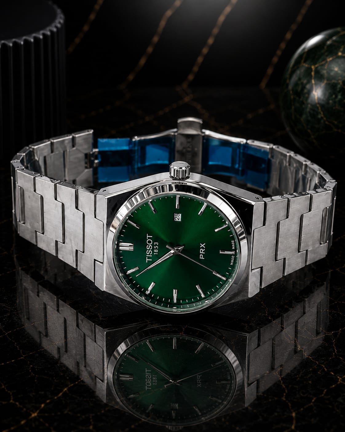 T-sot PRX Semi-Automatic – Silver with Green Dial