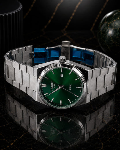 T-sot PRX Semi-Automatic – Silver with Green Dial