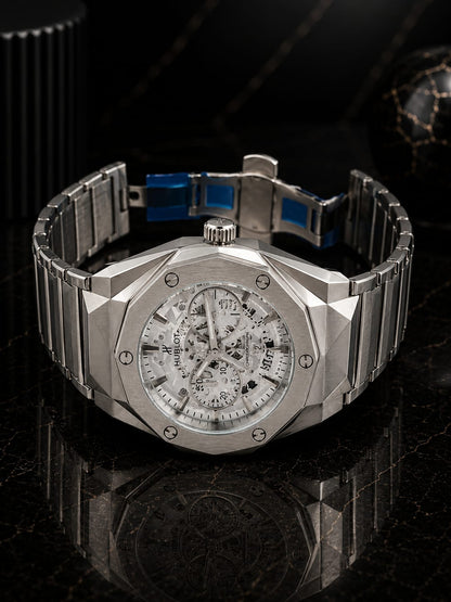 HBLT Watch With Silver Chain And White Dial