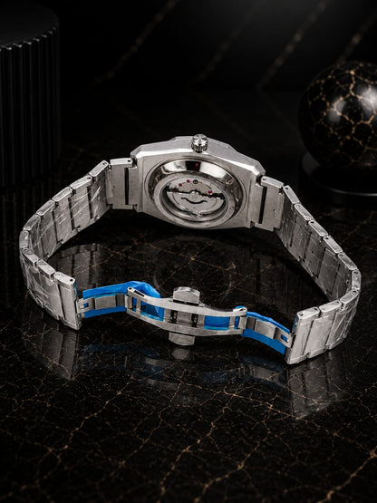 HBLT Semi-Automatic Watch Silver Chain And Black Dial
