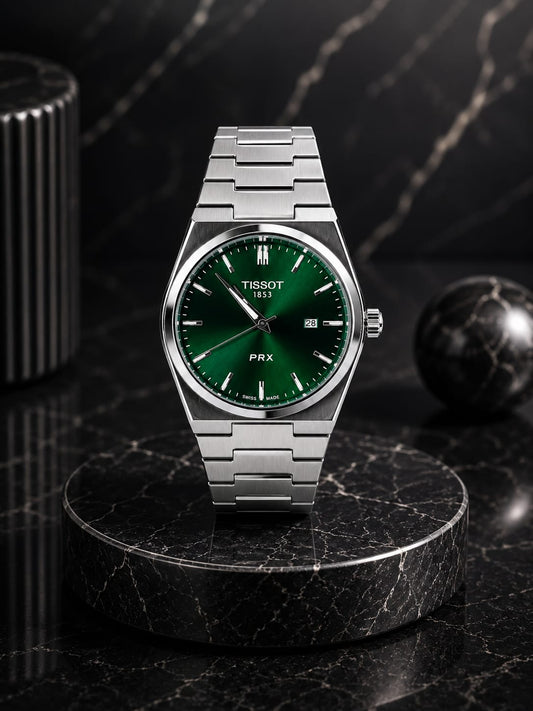 T-sot PRX Semi-Automatic – Silver with Green Dial